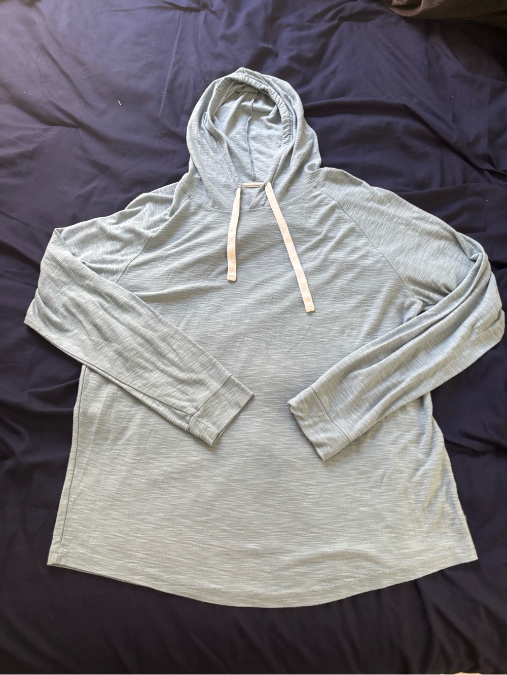 Free Fly Apparel Light Bay Blue Men's Bamboo Pullover Long Sleeve Slub Hoodie - Picture 2 of 6